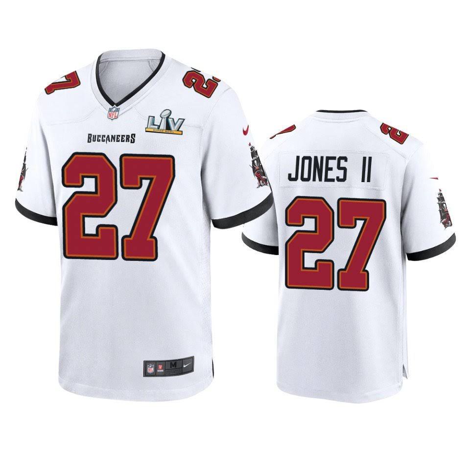 Men Tampa Bay Buccaneers #27 Ronald Jones II Nike White Super Bowl LV Game NFL Jersey->tampa bay buccaneers->NFL Jersey
